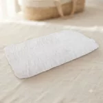 Sargbespannung aus Satin, Weiß blickdicht, 7-fach gerafft, Maße: 1m x 2,60m