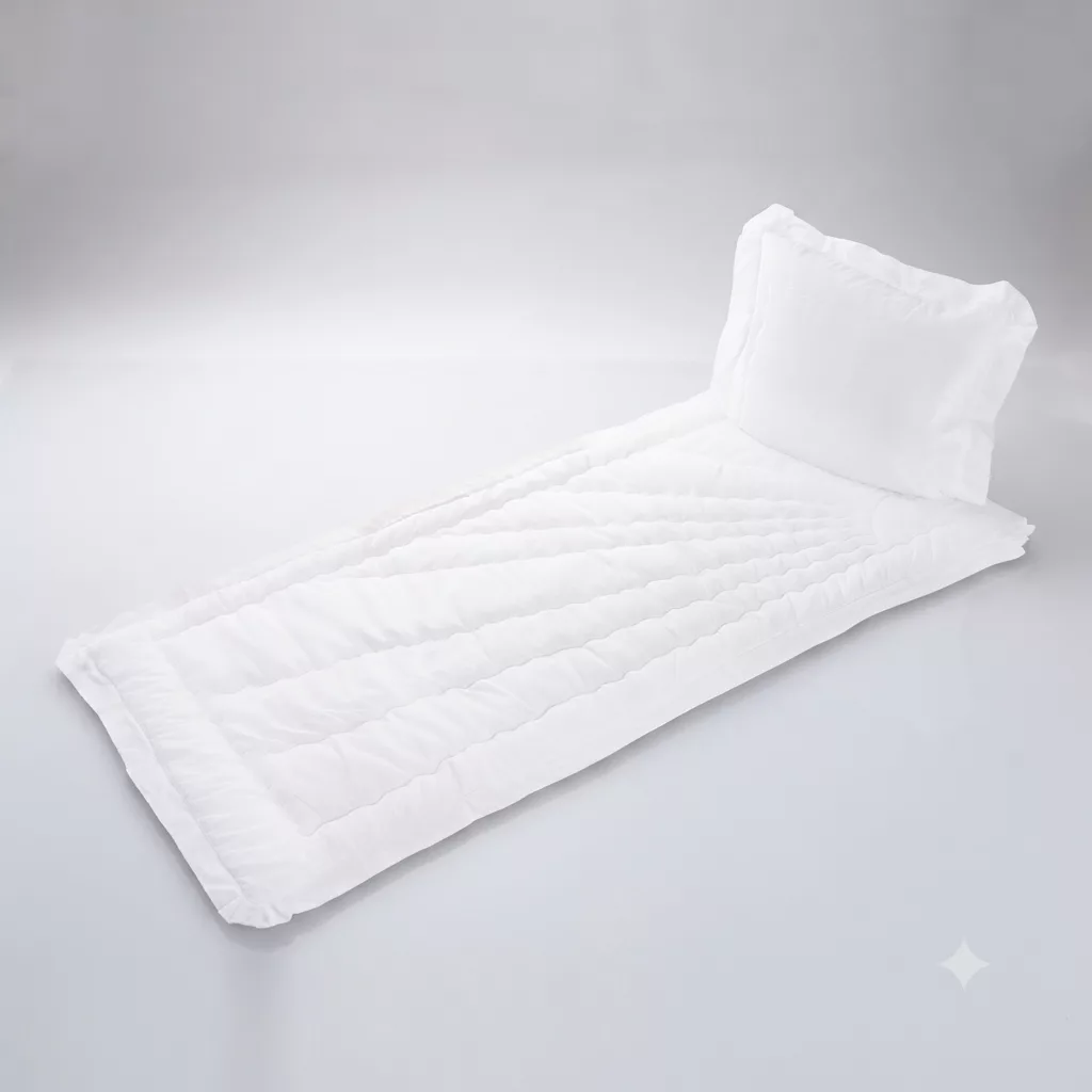 Deckengarnitur Satin weiß mit Wellensteppnähten, Sonne