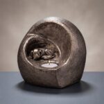 Keramik Tierurne Silber Hund