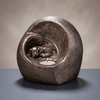 Keramik Tierurne Silber Hund;