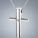 Asche Anhänger poliertes Edelstahl Kreuz rund
