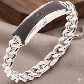 Maskulines Asche-Armband für Herren aus Edelstahl 316L mit schwarzem Carbon-Inlay und Gravuroption