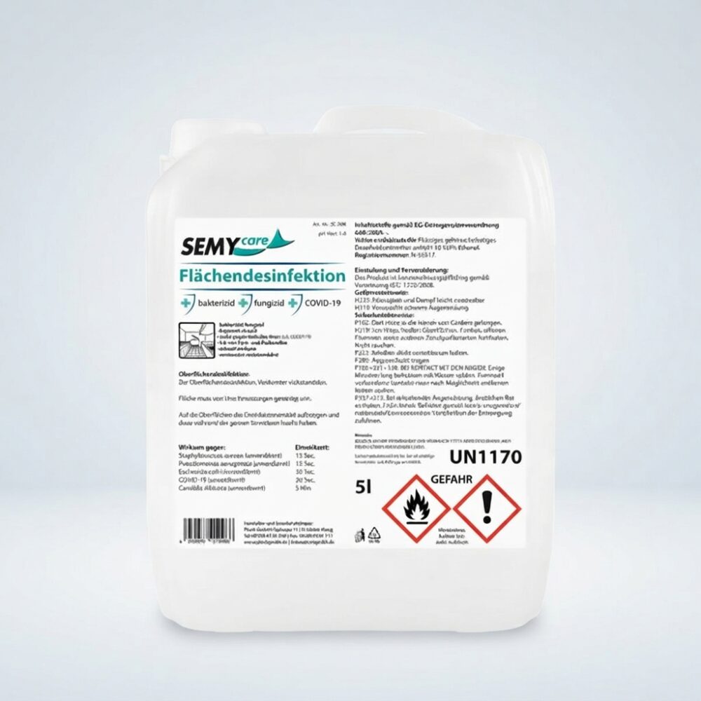 Gebrauchsfertige Flächendesinfektion mit 80 Vol% Ethanol im 5 Liter Kanister für professionelle Hygiene