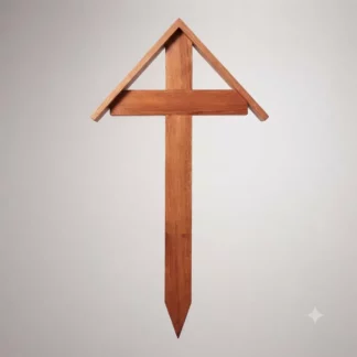 Großes Grabkreuz Modell 6 D aus Eichenholz mit Dachabschluss und witterungsbeständiger Lackierung