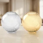 Grablampeneinsatz kugelförmig aus Craquelé-Glas, gelb oder weiß