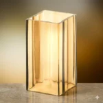 Grablampeneinsatz aus gelbem Glas viereckig, verschiedene Größen