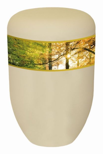 Naturstoffurne Bio Creativ Urne "Wald" (creme). Urnen Naturstoff