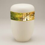 Naturstoffurne Bio Creativ Urne Wald in Creme
