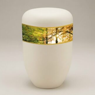 Naturstoffurne Bio Creativ Urne Wald in Creme biologisch abbaubar