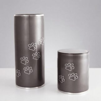 Glas Tierurne Pfoten - Farbe Granit - kleine Urne
