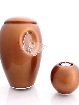 Glasurne Schmetterling / Teelichthalter-Rostbraun - mini Urne