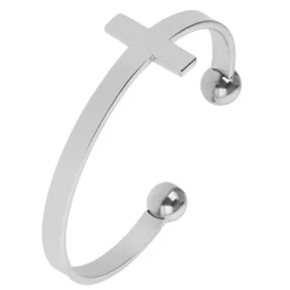 Asche Armreif für Sie Kreuz, Silber glänzend aus Edelstahl mit Schrauben zum Befüllen