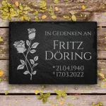 Grabplatte Rose - Schiefer Gedenktafel 30x40/20x30 cm