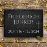 Gedenkstein Schiefer 20x30/30x40 cm mit Kreuz-Gravur