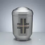 Stahlurne, ZIHESTA geschliffen, Modernes Kreuz