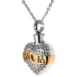 Asche Anhänger Andenken Herz "Mom" Silber Rosegold abgesetzt aus Edelstahl