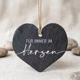 Herzanhänger aus Schiefer - Für immer im Herzen