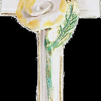 Keramikkreuz "WHITE ROSE",,"Keramikkreuz "WHITE ROSE" ca. 16 cm