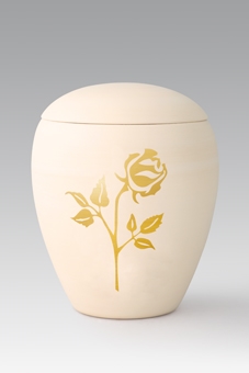 Keramikurne - Edition Siena, handgemaltes Goldmotiv "Rose";