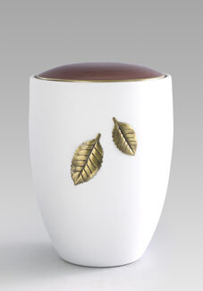 Keramikurne - Florentina Ceramica, Oberfläche samtweiß, Deckel kastanienbraun