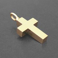 Urnenasche Anhänger / Amulette - 585 Gold Gedenk Medaillon Kreuz, Höhe: ca. 20 mm, Breite: ca. 18 mm