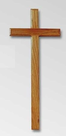 Sargdeckelkreuze Eiche ohne Christuskörper, natur, Maße: 48 cm x 19,5 cm x 3,2 cm, Stärke 1,5 cm.