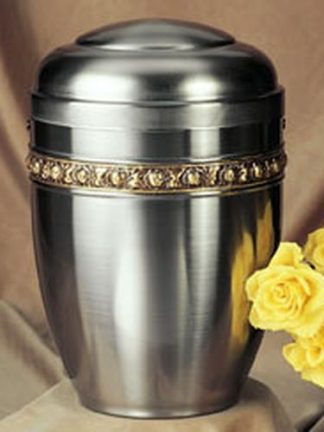 Cestal Urne, satiniert, Rosendekor aus Bronze;