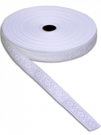 Lotband Rautenmuster, Länge 50 m, Breite 2 cm, weiß / silber;