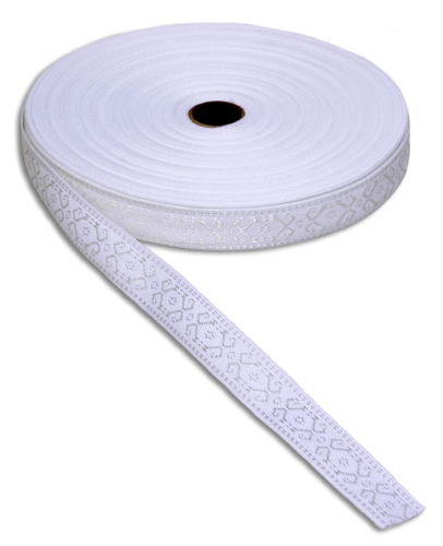 Lotband Rautenmuster, Länge 50 m, Breite 2 cm, weiß / silber;