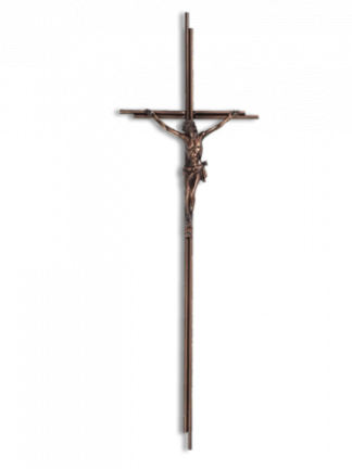 Sargdeckelkreuz, Metallkreuz mit Korpus, alt Kupfer