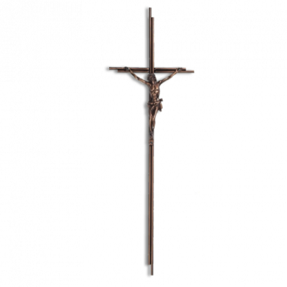 Sargdeckelkreuz, Metallkreuz mit Korpus, alt Kupfer