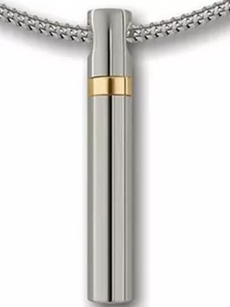 Ascheanhänger "Zylinder" Sterlingsilber (925) mit Goldstreifen;