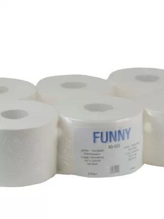 Jumbo-Toilettenpapier, 2-lagig Zellstoff weiß, Ø 19,5 cm, 6 Rollen Spiralkern zur Innenabwicklung Rolle nur für markenfreie Spendersysteme