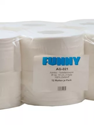 Jumbo-Toilettenpapier, 2-lagig Zellstoff weiß, Ø 19 cm, 12 Rollen perforiert
