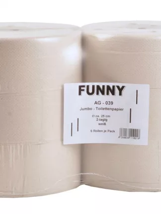 Jumbo-Toilettenpapier, 2-lg., recycling weiß, Ø 25 cm, 6 Rollen