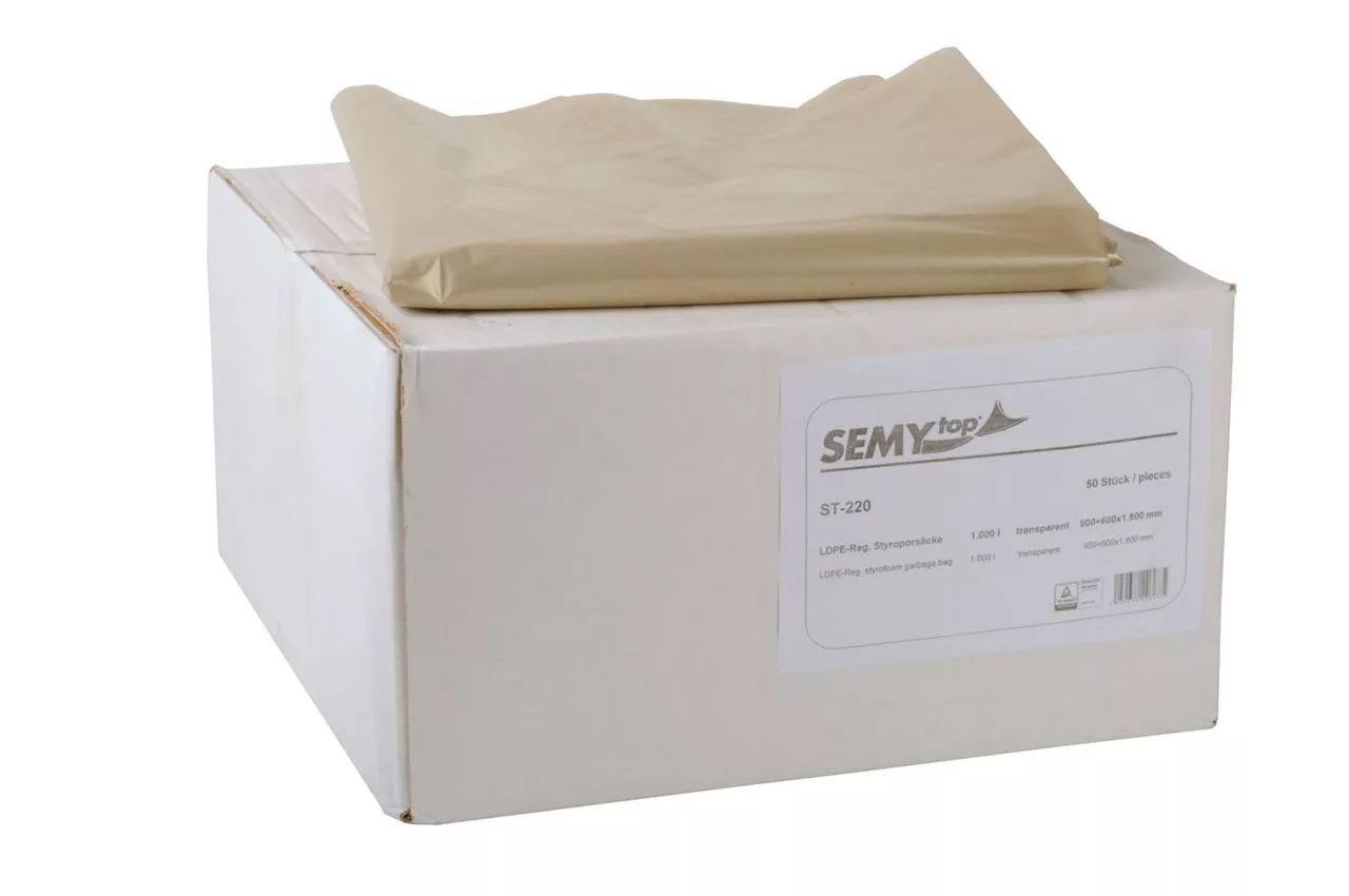 900+600x1.800, Typ 80, ca. 1.000 Liter, transparent 50 Stk