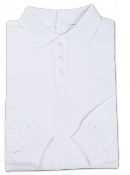 Herrentalar, Poloshirt-Design, weiß, Stickereimotiv Möwe, Länge: 150 cm;