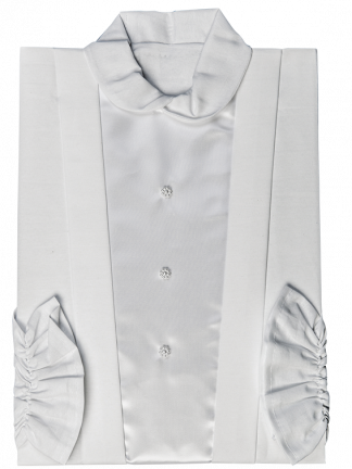 Damentalar, Besonderheiten: weiße Baumwolle mit Atlas-Einsatz in silber, Länge: 150 cm;