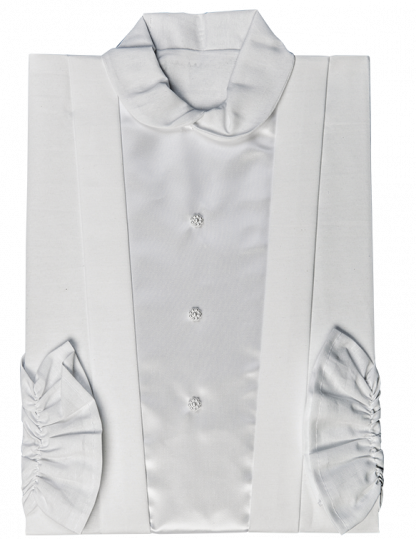 Damentalar, Besonderheiten: weiße Baumwolle mit Atlas-Einsatz in silber, Länge: 150 cm;