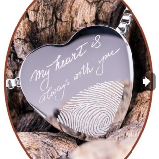Edelstahl Herzen Asche Anhänger 'Handschrift + Fingerabdruck';