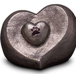 Keramik Tierurne Silber Pfötchen;