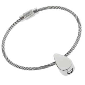 Asche Schlüssel Anhänger aus Titan Träne klein Farbe silber poliert;