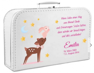 Koffer fürs Sternenkind Reh mit Hase in rosa;